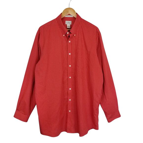 L.L. Bean Other - L.L. Bean Men's Wrinkle Resistant Button Up Shirt Red White Check Size XL Tall
